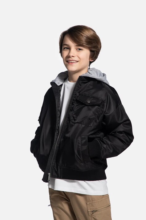 Детско яке бомбър Coccodrillo в черно OUTERWEAR BOY JUNIOR