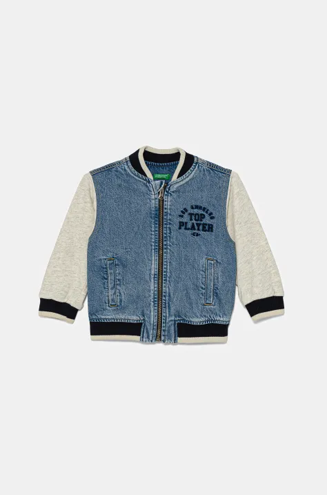 Dětská riflová bunda United Colors of Benetton modrá barva, 2R76GN03R