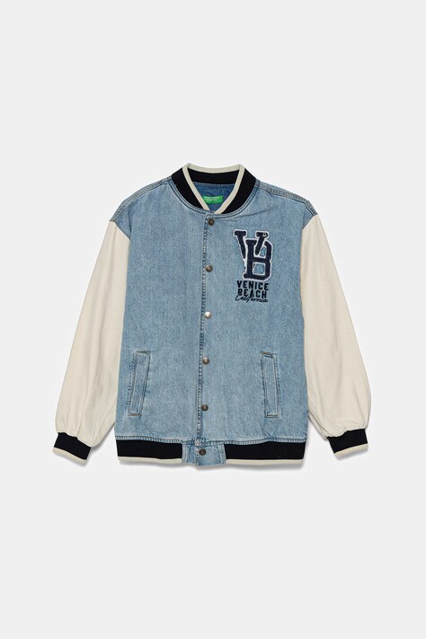 United Colors of Benetton kurtka bomber dziecięca kolor niebieski 2R76CN069