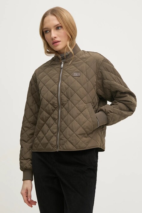 Calvin Klein Jeans rövid kabát női, zöld, átmeneti, oversize, J20J224701