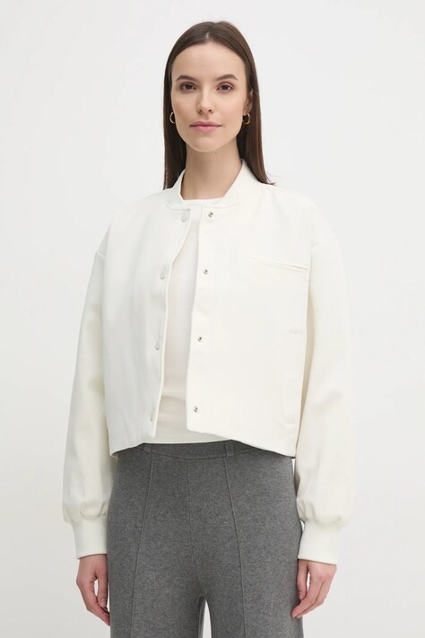 Calvin Klein Jeans geaca femei, culoarea bej, de tranzitie, oversize, J20J224970