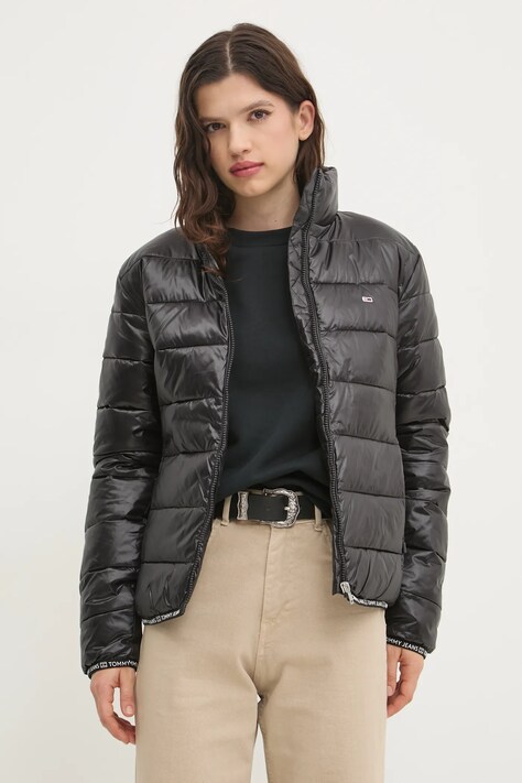 Tommy Jeans geaca femei, culoarea negru, de iarna, DW0DW19312