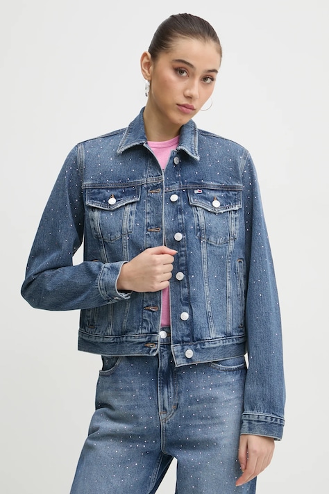 Tommy Jeans kurtka jeansowa damska kolor niebieski przejściowa DW0DW19781