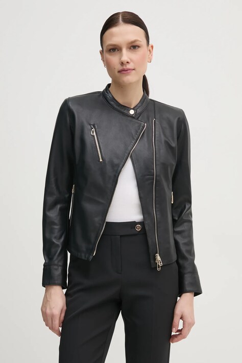 Joop! geaca de piele Livia femei, culoarea negru, de tranzitie, 80000715 180031