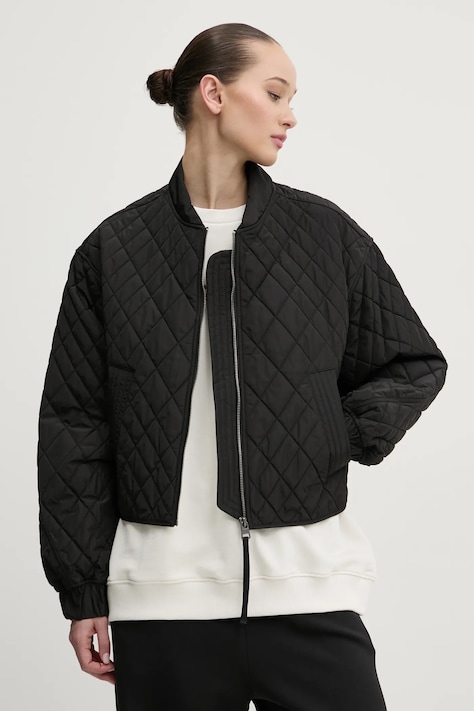 Bunda HUGO dámská, černá barva, přechodná, 50541441