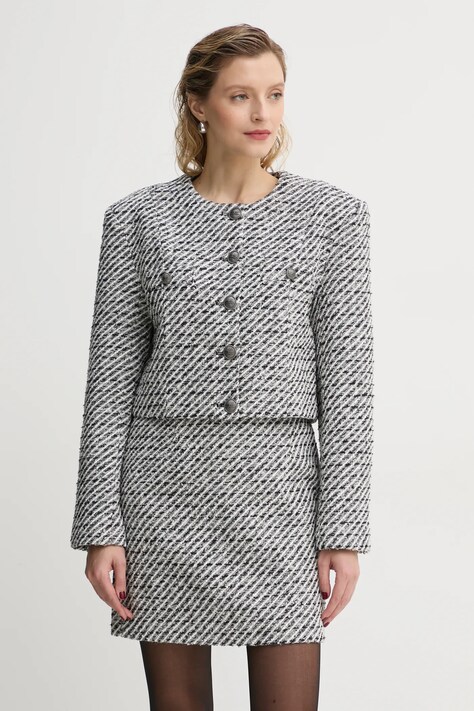 Пиджак с примесью шерсти Gestuz цвет белый однобортный узор 10909601