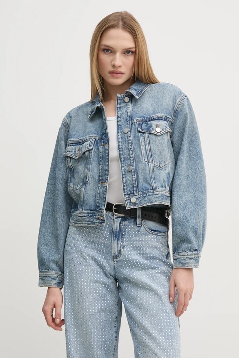 Tommy Hilfiger geacă din denim femei, de tranziție, WW0WW43731