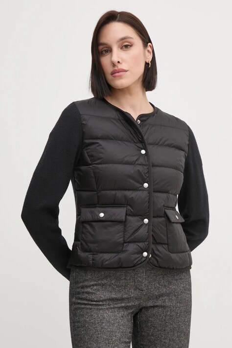 Tommy Hilfiger jacheta de puf din amestec de lana culoarea negru, de tranzitie, WW0WW44343