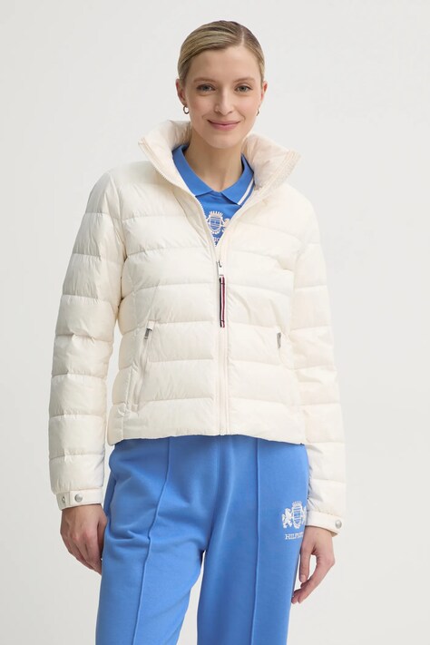 Tommy Hilfiger geaca de puf femei, culoarea bej, de tranzitie, WW0WW44980