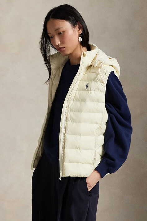Polo Ralph Lauren bezrękawnik damski kolor beżowy zimowy 211958935