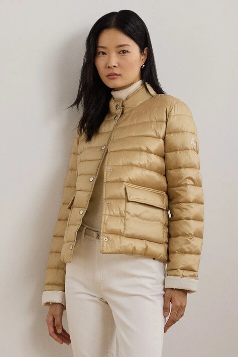 Lauren Ralph Lauren geaca de puf femei, culoarea bej, de iarna, 297967137