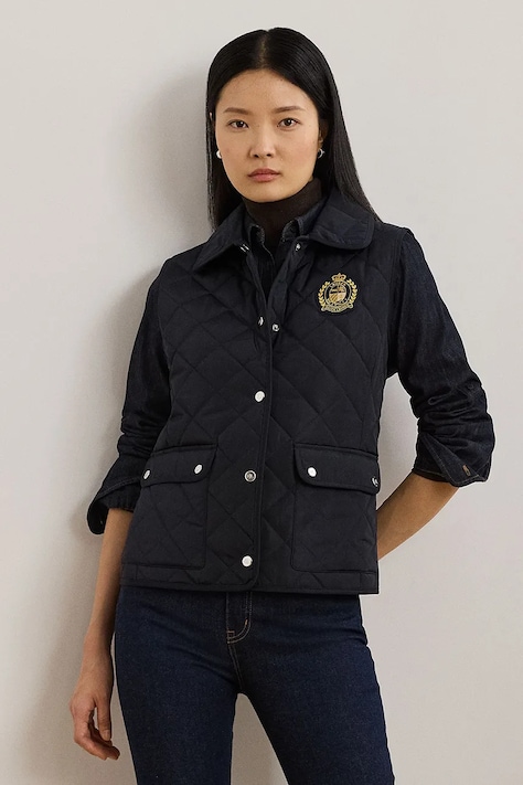 Lauren Ralph Lauren vesta femei, culoarea albastru marin, de tranzitie, 297967141