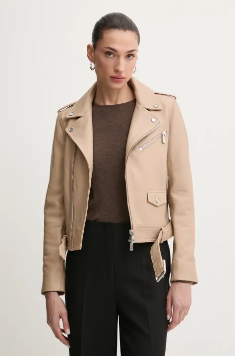 Δερμάτινo jacket Pinko γυναικείο, χρώμα: μπεζ, 103897 A21L