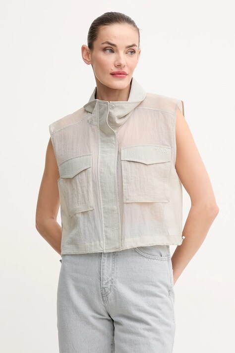 Pinko vestă femei, culoarea gri, de tranzitie, 104852 A2EK