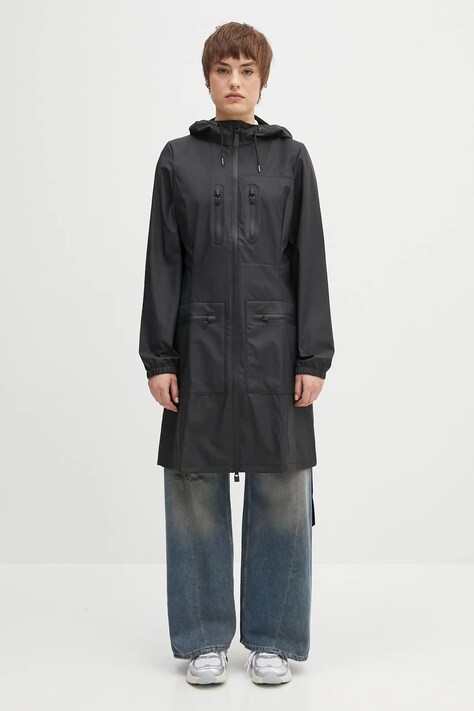 Куртка Rains Cargo Curve Jacket W3 женский цвет чёрный переходная 12050