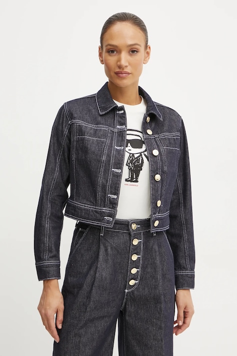 Karl Lagerfeld geaca jeans femei, culoarea albastru marin, de tranzitie, A1W14048