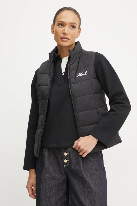 Karl Lagerfeld vesta femei, culoarea negru, de tranzitie, 246W1512