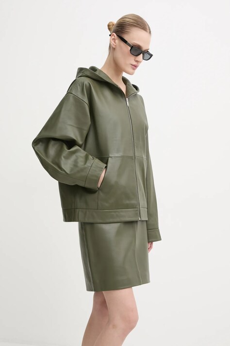2NDDAY kurtka skórzana Vince damska kolor zielony przejściowa 2251512606