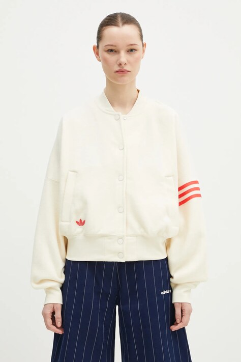 Куртка-бомбер adidas Originals NC BOMBER JKT колір бежевий перехідна oversize JI8523