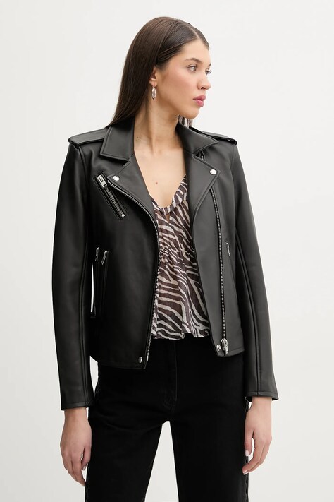 IRO geaca ramones de piele culoarea negru, de tranzitie, WF09NEWHAN