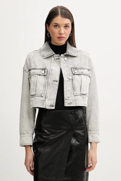 IRO geaca jeans culoarea gri, de tranzitie, WP07ALESSIO