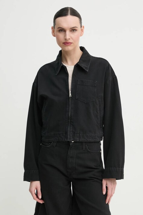 Marc O'Polo geaca jeans culoarea negru, de tranzitie, oversize, 5000006256