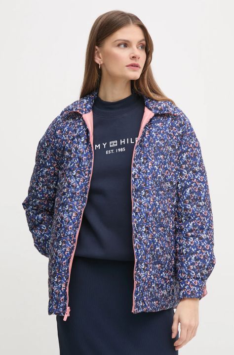 Pepe Jeans geaca cu doua fete FLEUR DAILY femei, culoarea roz, de tranzitie, oversize, PL402499