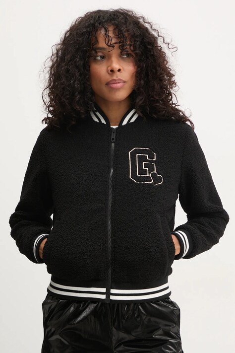 Куртка-бомбер Guess SHERPA жіноча колір чорний перехідна V5RL06 KCPC2