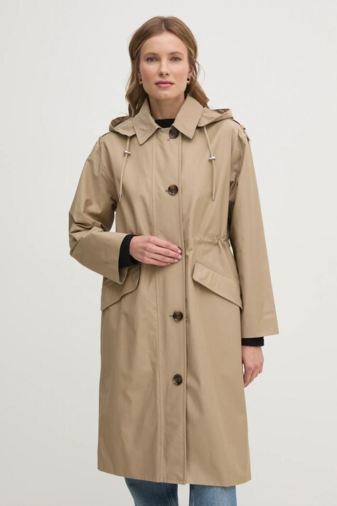 Barbour geaca femei, culoarea bej, de tranzitie, oversize, LWB0910BE31
