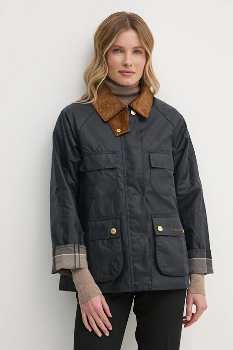 Barbour geaca femei, culoarea albastru marin, de tranzitie, LWX1446NY71