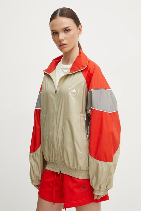 adidas by Stella McCartney geaca femei, culoarea bej, de tranzitie, oversize, JI5133