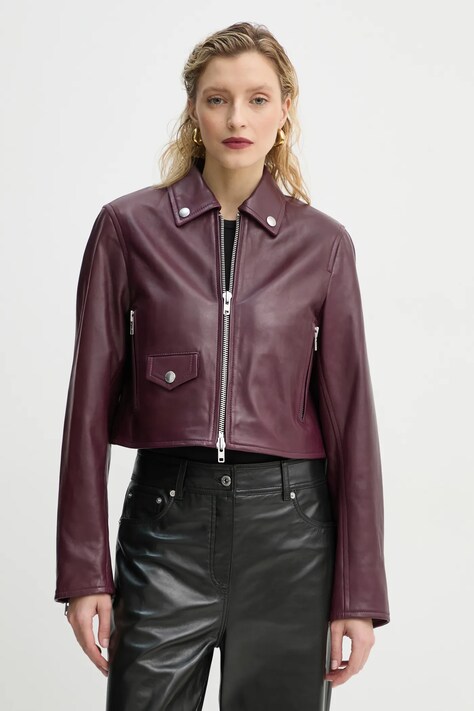 Stand Studio geaca ramones Brooke femei, culoarea bordo, de tranzitie, 66384-7750