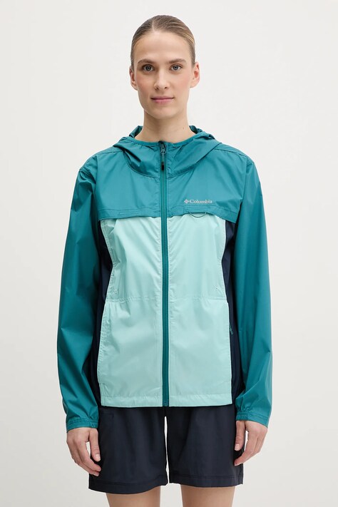 Columbia kurtka outdoorowa Crested Canyon Windbreaker kolor turkusowy 2116481