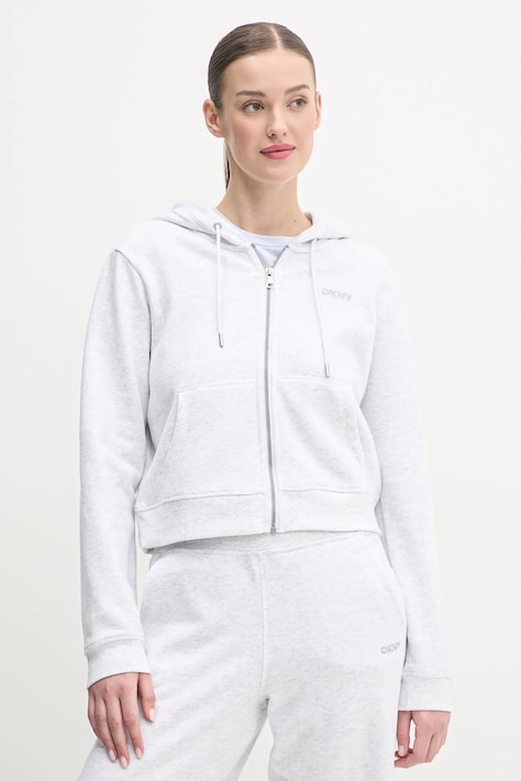 Dkny bluza damska kolor szary z kapturem gładka DP5J9508