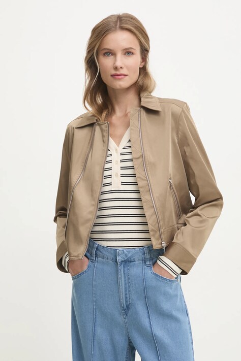 Dkny geaca femei, culoarea verde, de tranzitie, P4KJFXIB