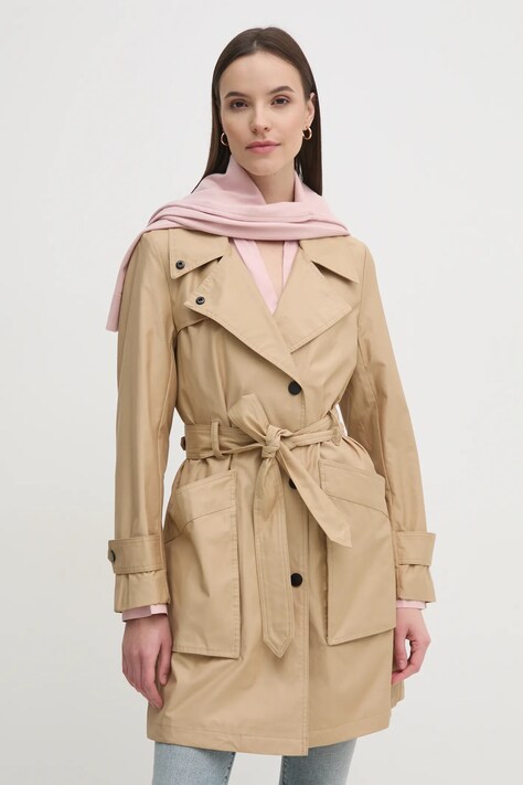 DKNY Trenčkot Dkny dámsky, béžová farba, prechodný, DJ4J6024