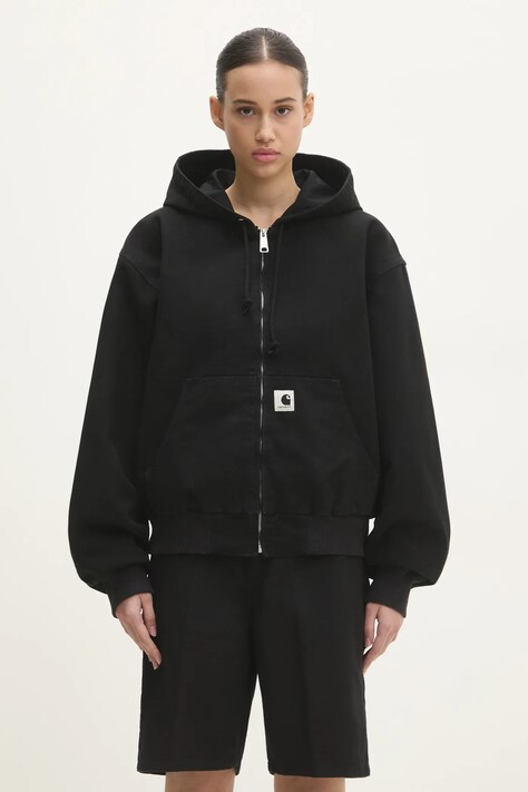 Дънково яке Carhartt WIP OG Active Jacket в черно преходен модел с уголемена кройка I034321.8902