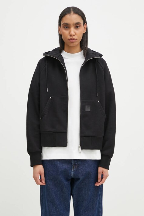 Dukserica Carhartt WIP Hooded Eldon Jacket za žene, boja: crna, s kapuljačom, bez uzorka, I034374.89XX