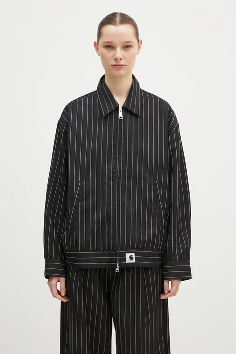 Jakna s dodatkom vune Carhartt WIP Seaton Jacket boja: crna, za prijelazno razdoblje, oversize, I034449.2MBXX