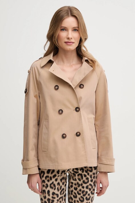 OUI palton femei, culoarea bej, de tranzitie, 92127
