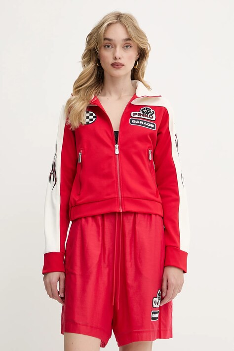 Pinko bluză culoarea roșu, cu imprimeu, 105273 A2MD