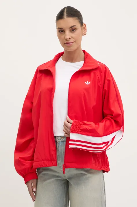 Куртка adidas Originals WOVEN TT ZIP цвет красный переходная oversize JX9203