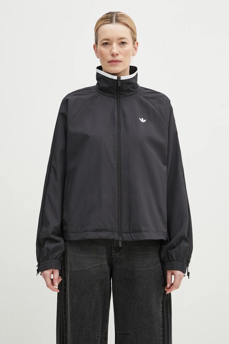 Яке adidas Originals WOVEN TT ZIP в черно преходен модел с уголемена кройка JX9204