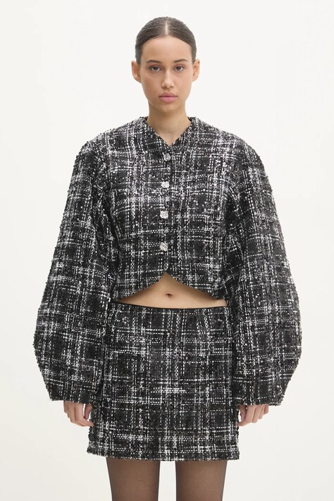 Sako Rotate Boucle čierna farba, jednoradové, vzorované, 113908000