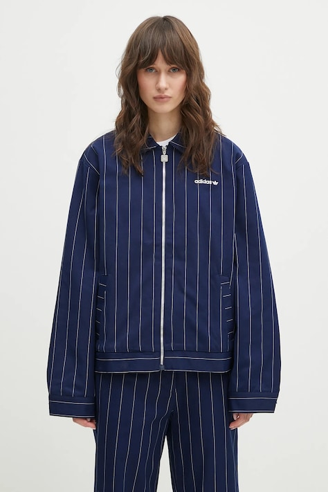 adidas Originals Pinstripe H Jacket culoarea albastru marin, de tranzitie, JJ3477