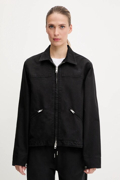The North Face jachetă de bumbac Cedar Canvas Work culoarea negru, de tranzitie, oversize, NF0A8B99JK31