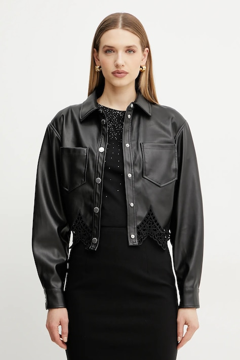 Μπουφάν Guess CLOTHILDE χρώμα: μαύρο, W5GL22 WH6P0