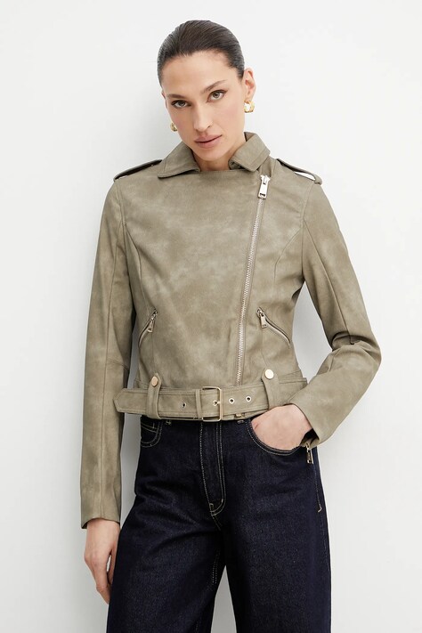 Guess geacă ramones culoarea bej, de tranzitie, W5GL30 WHA90