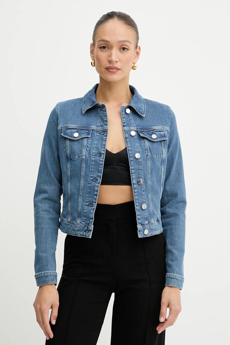 Džínová bunda Guess modrá barva, přechodná, W5GN88 D4H7C
