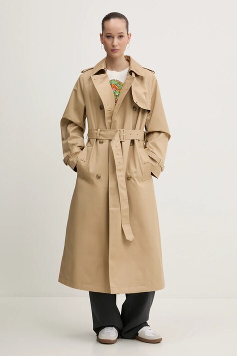 Trench kabát Superdry dámský, béžová barva, přechodný, oversize, W5011871A-5YE